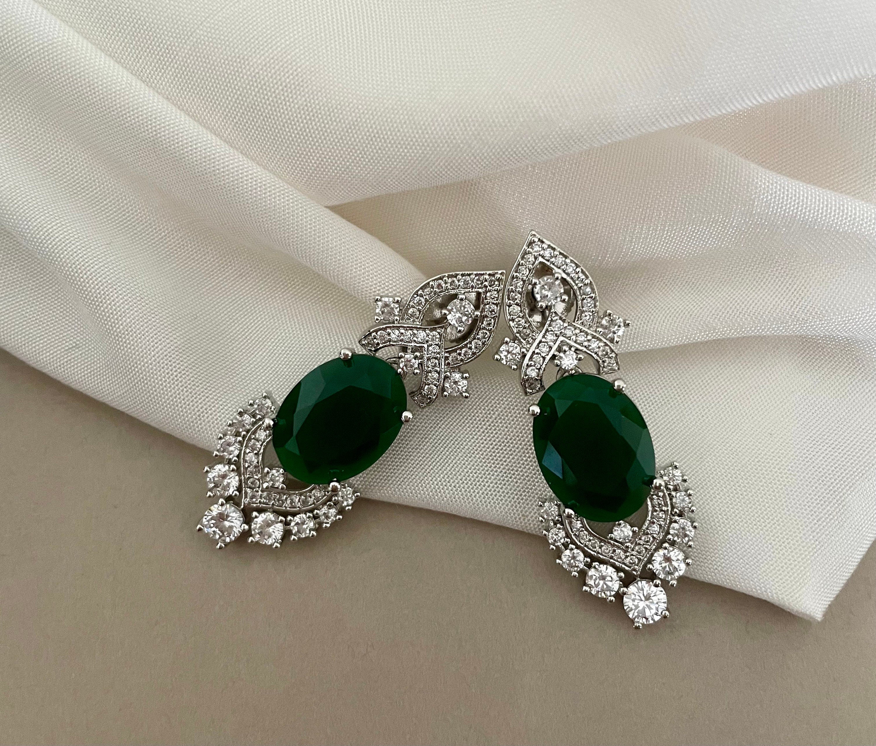 Emerald Green Faux Diamond Necklace Set