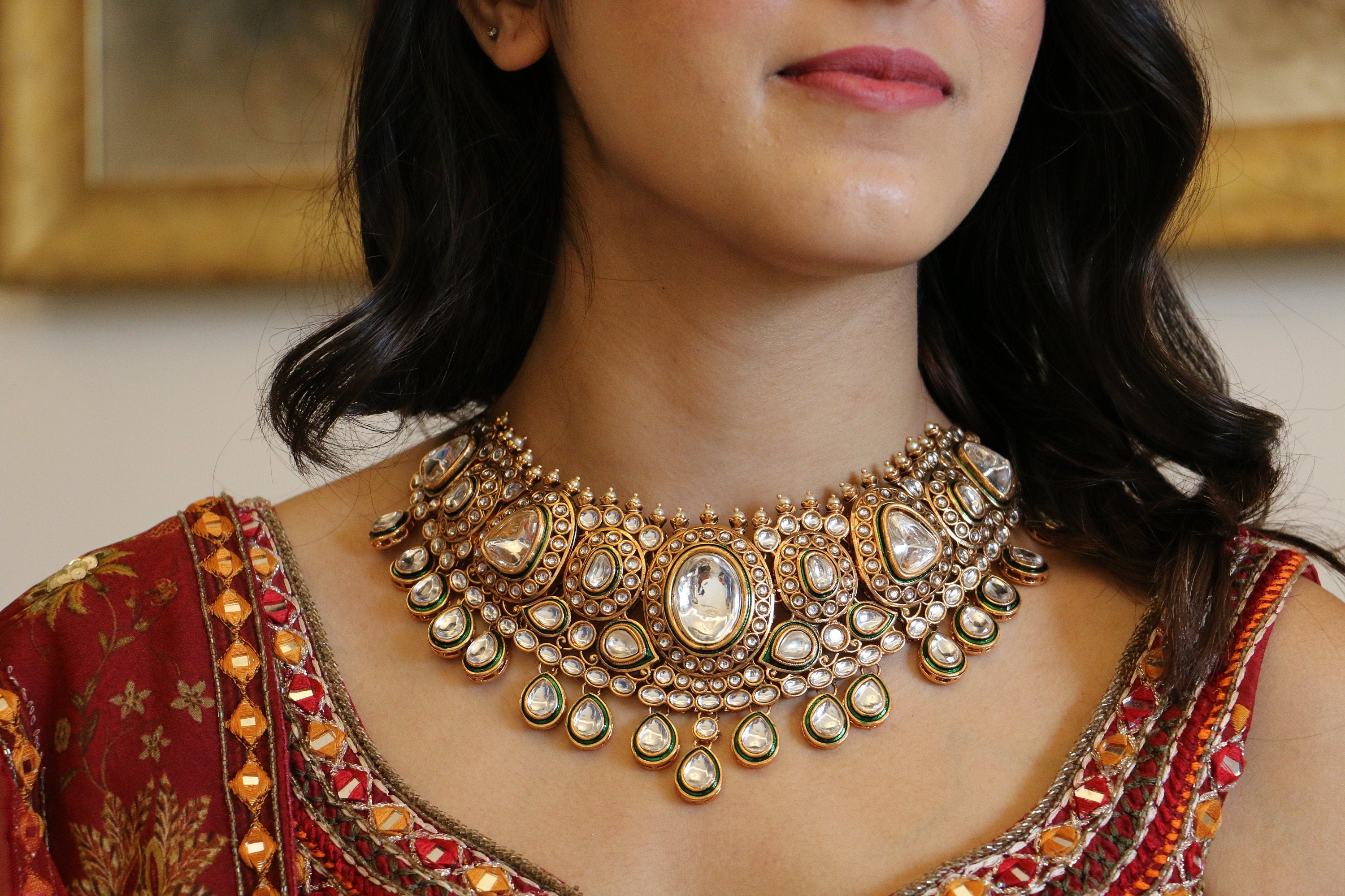 Green Kundan Bridal Necklace Set