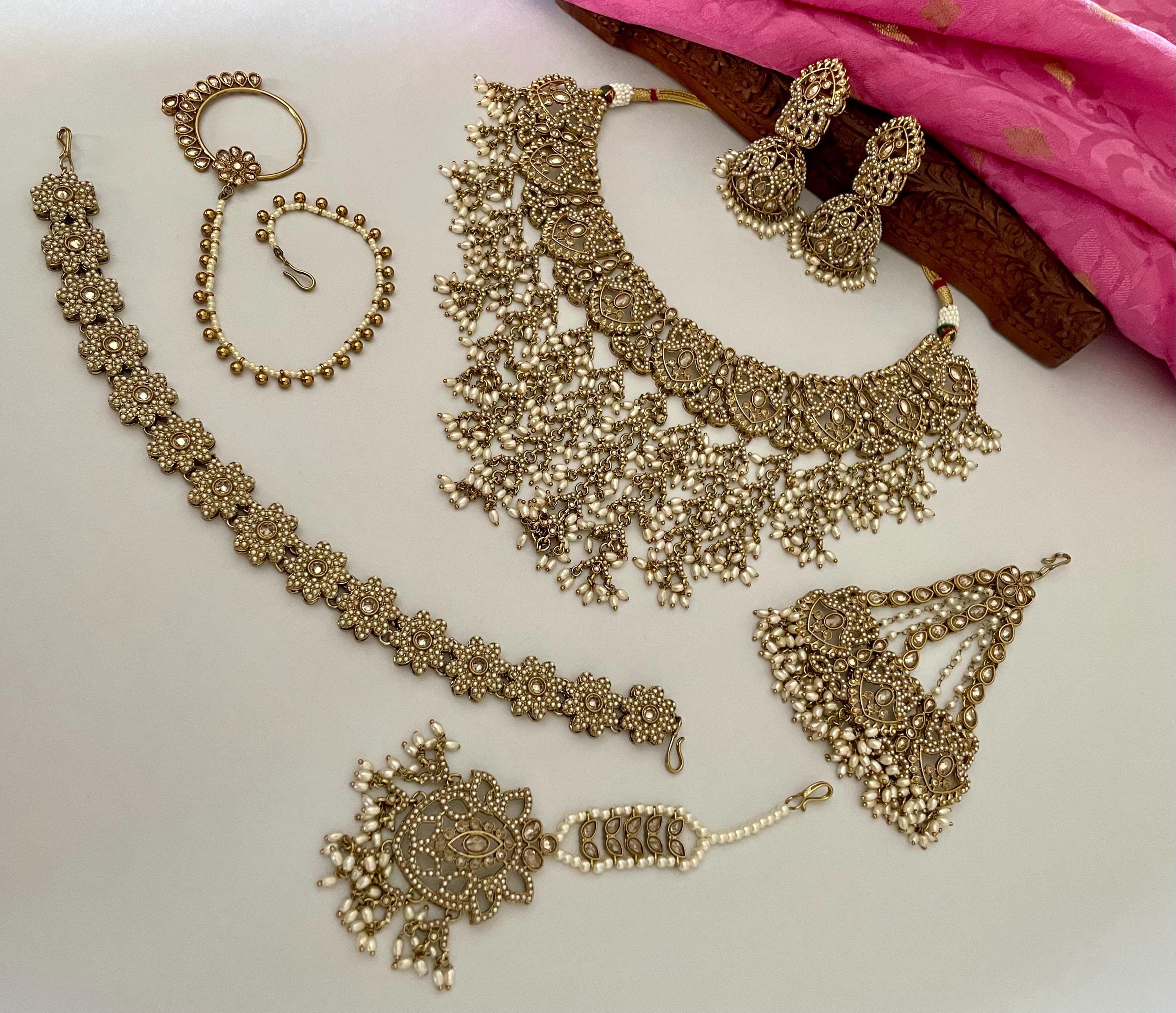 Antique Gold Polki Bridal Necklace Set