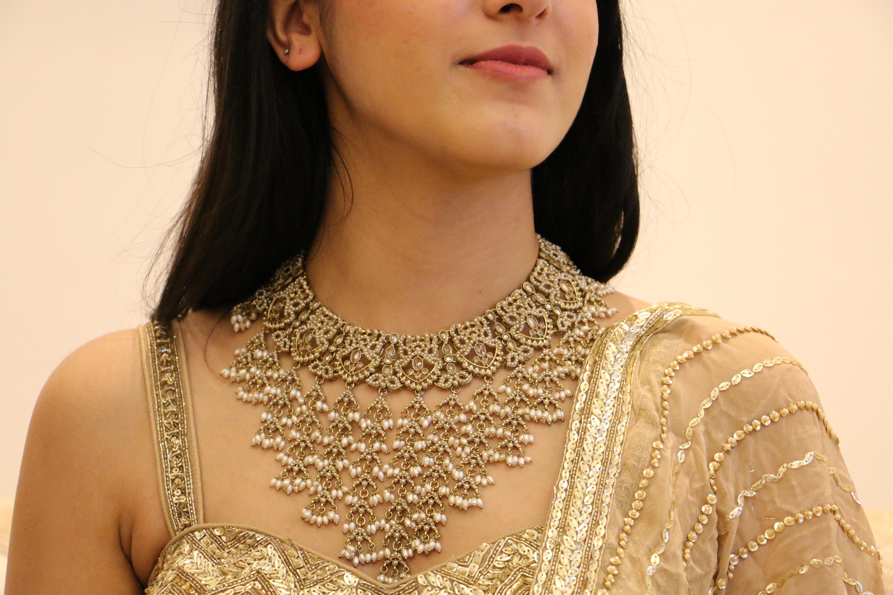 Antique Gold Polki Bridal Necklace Set