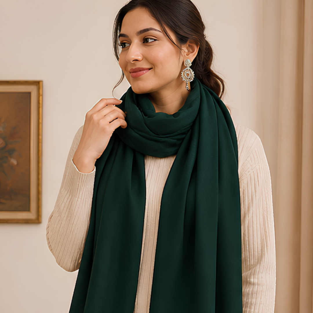 Pure hand woven Kashmiri pashmina green shaded shawl