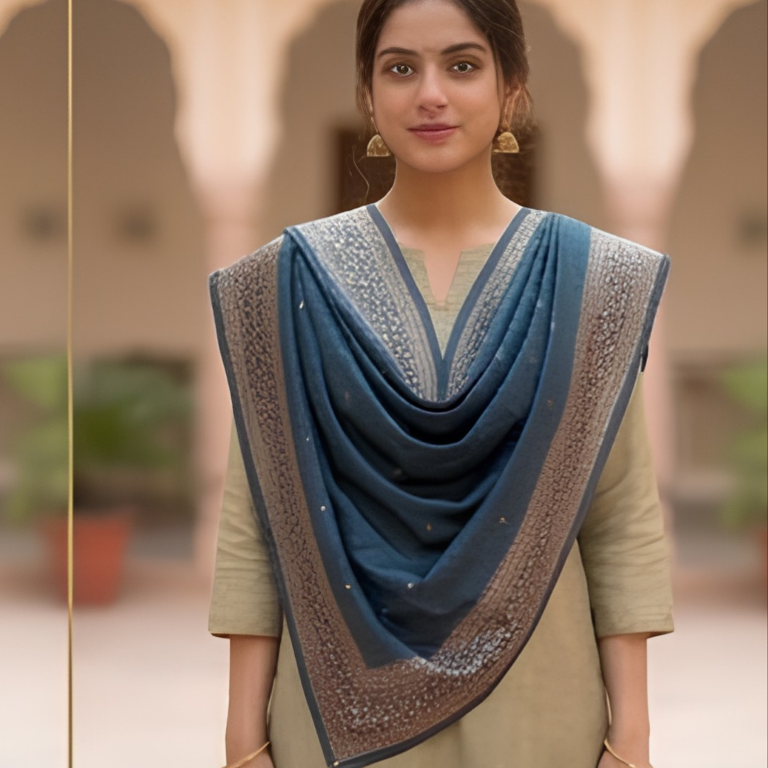 Pure Blue Banarsi Dupatta