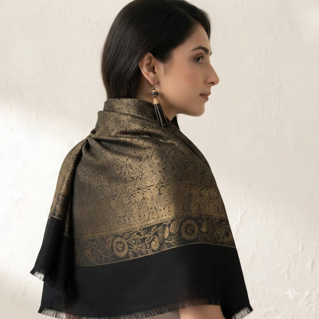 Black Jamavar Stole