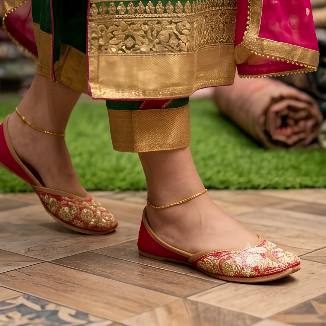 Handcrafted Leather Juttis with Embroidery