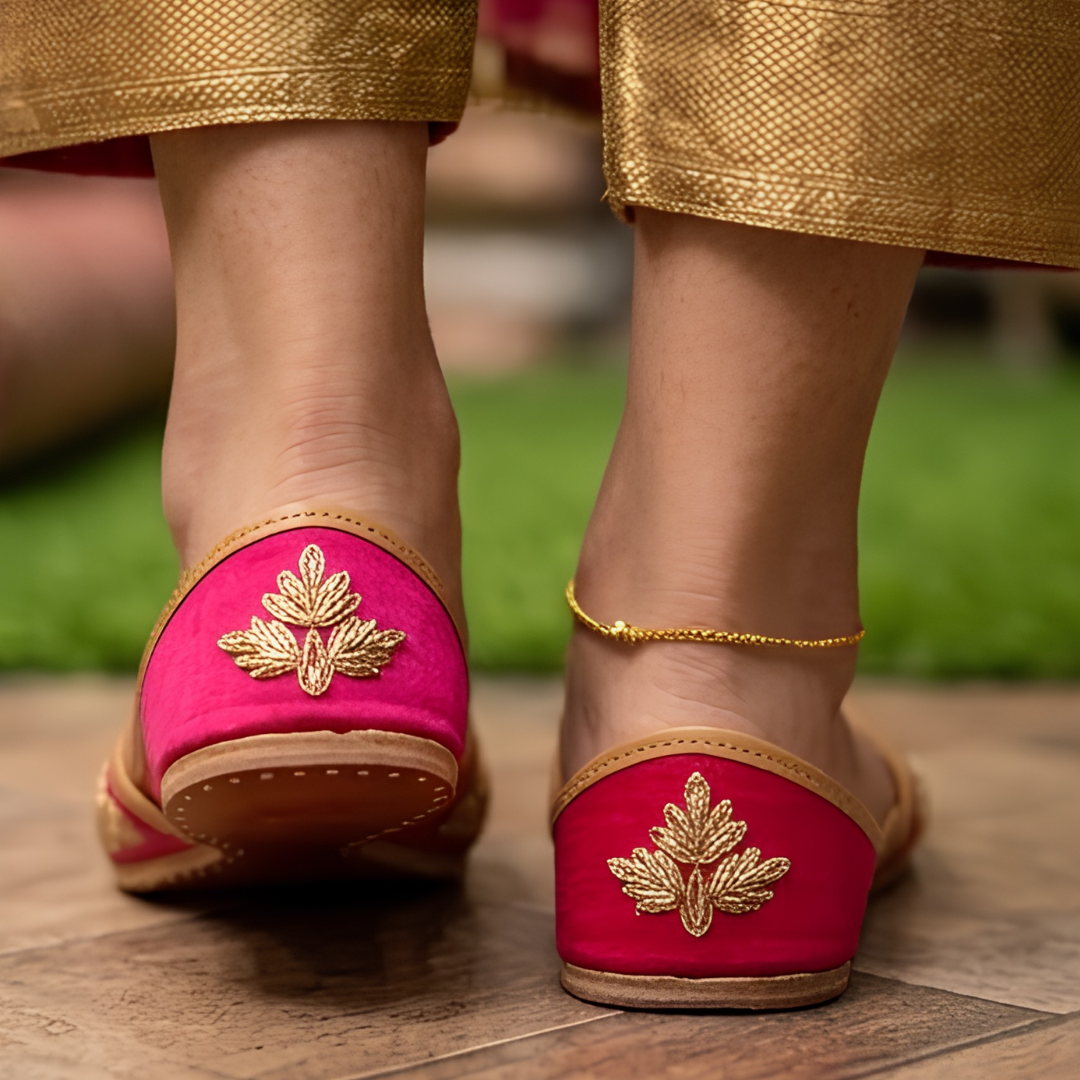 Handcrafted Leather Juttis with Embroidery