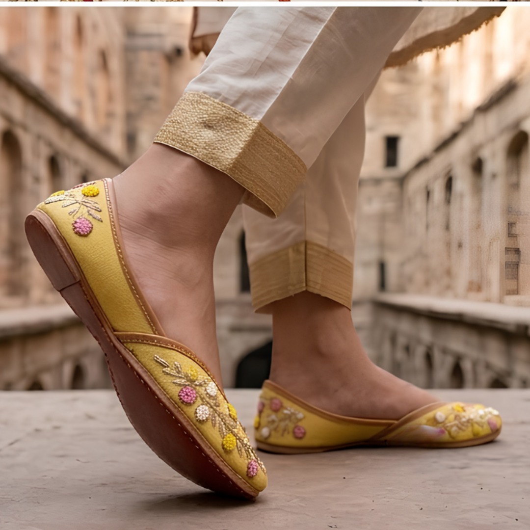 Handcrafted Leather Juttis with Embroidery