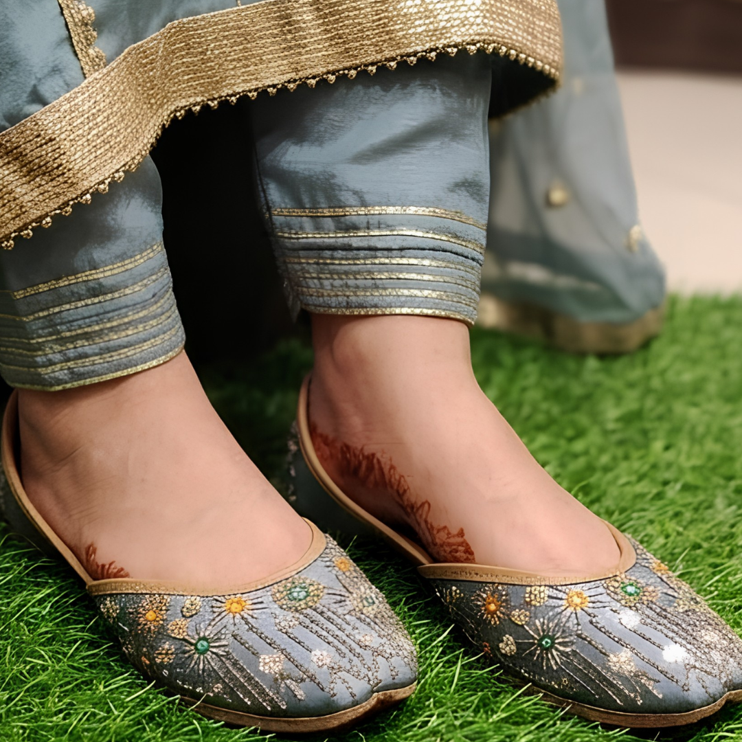 Handcrafted Leather Juttis with Embroidery
