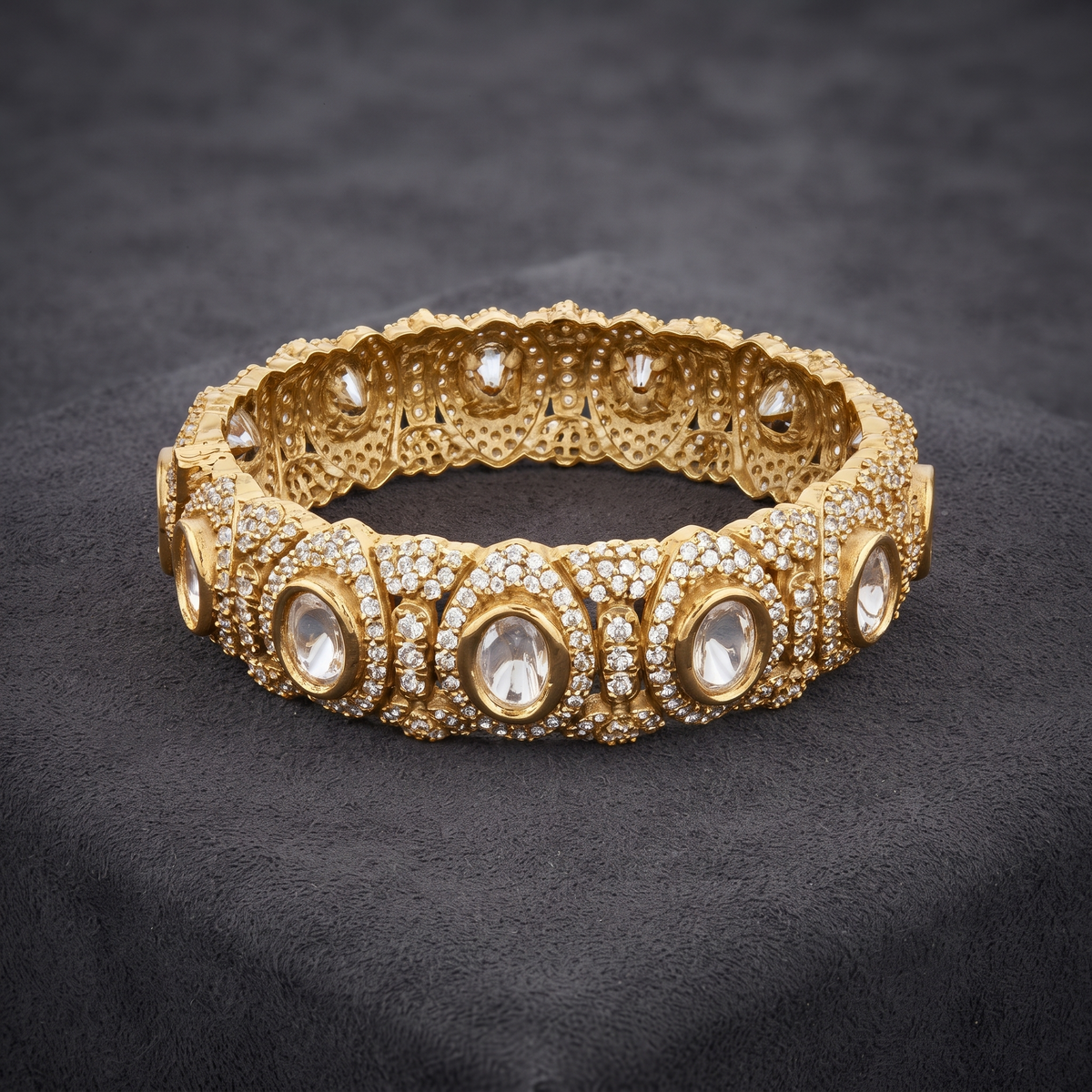 Polki CZ Openable Kada Bangles Set – 2 Pieces