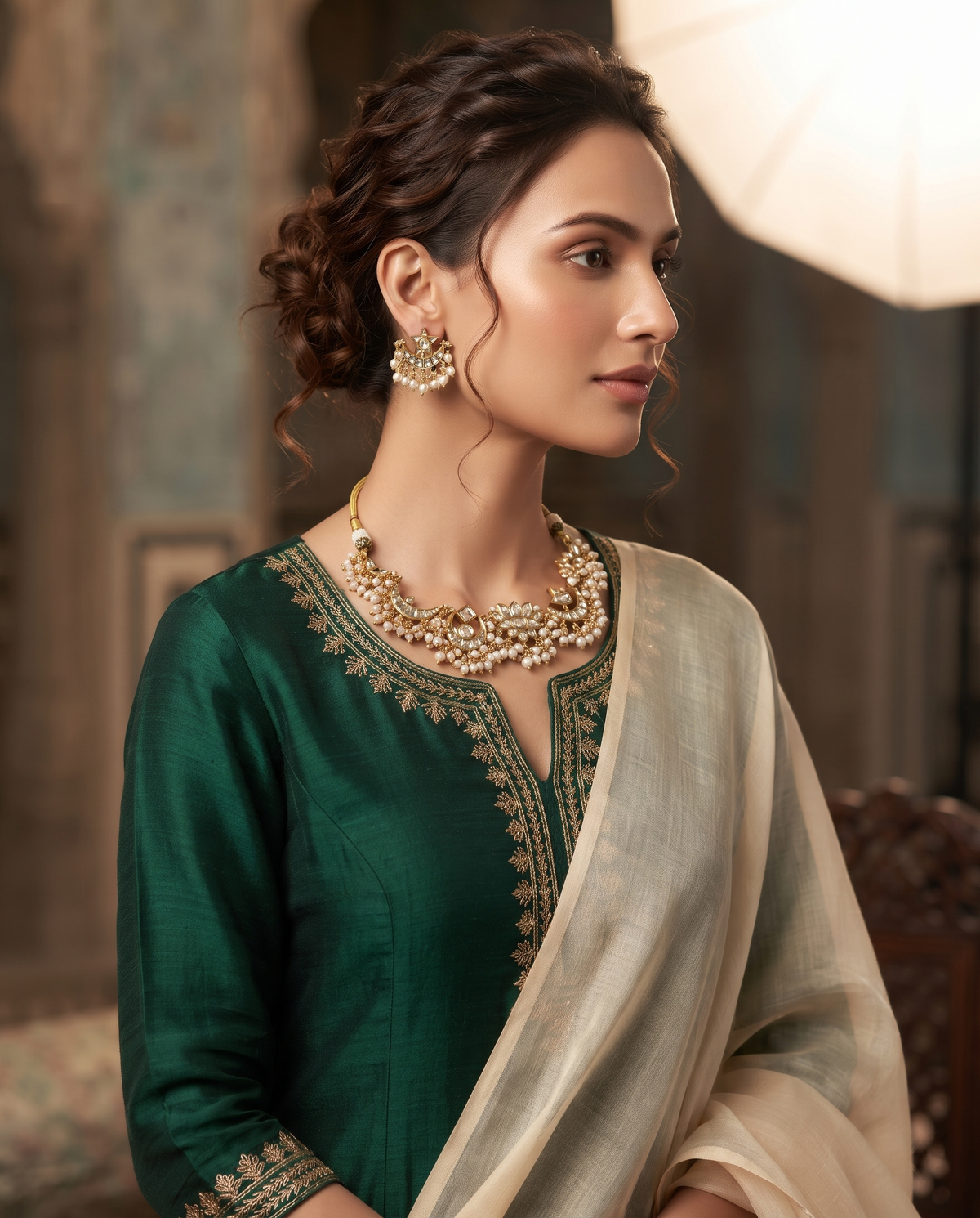 Crescent Kundan Jewellery Set – Traditional Indian Ethnic Necklace Set