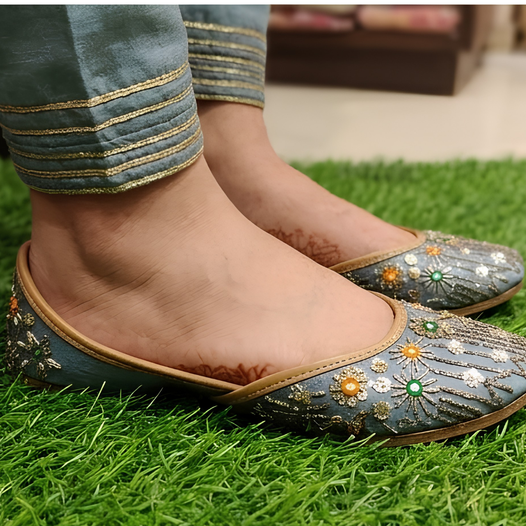 Handcrafted Leather Juttis with Embroidery