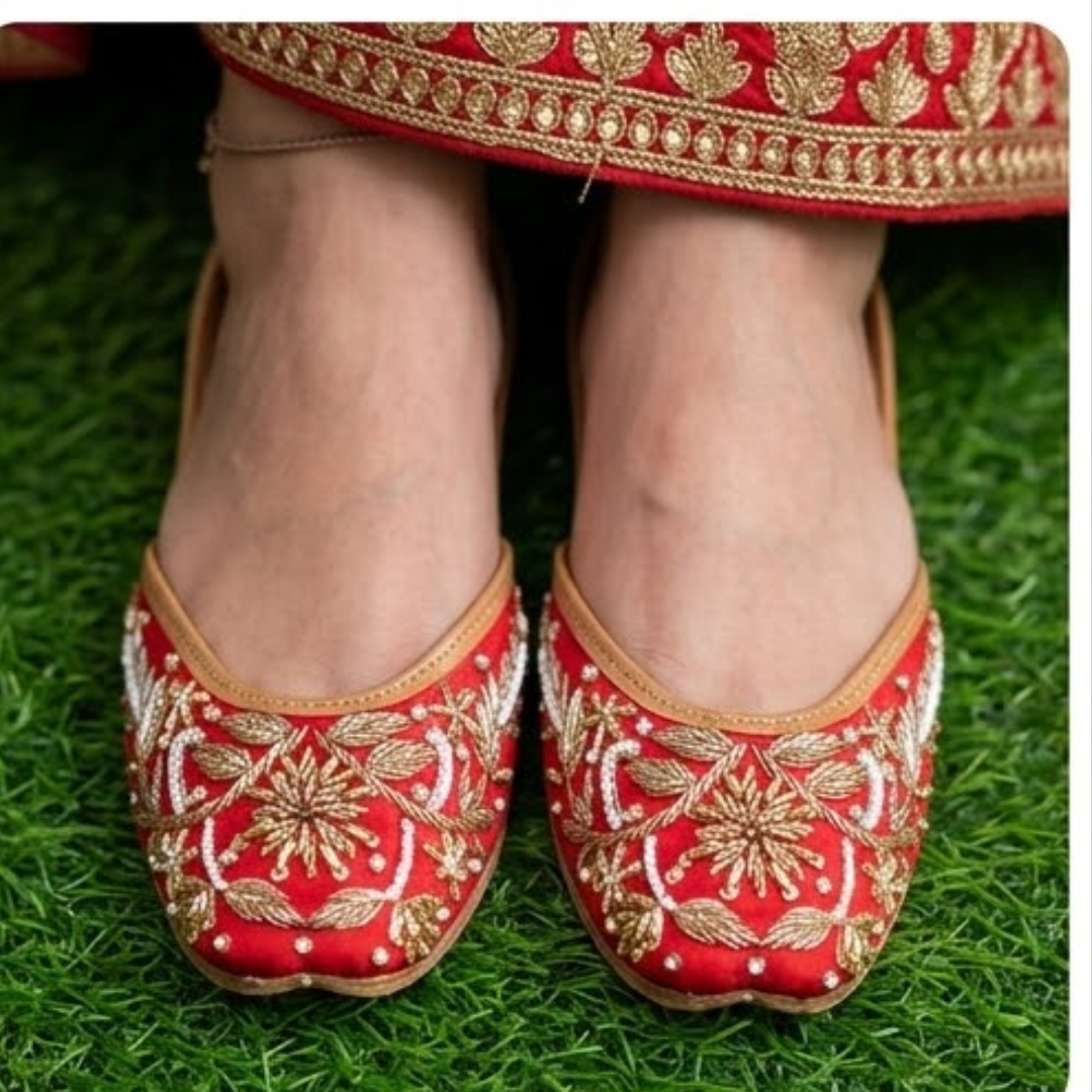 Handcrafted Leather Juttis with Embroidery