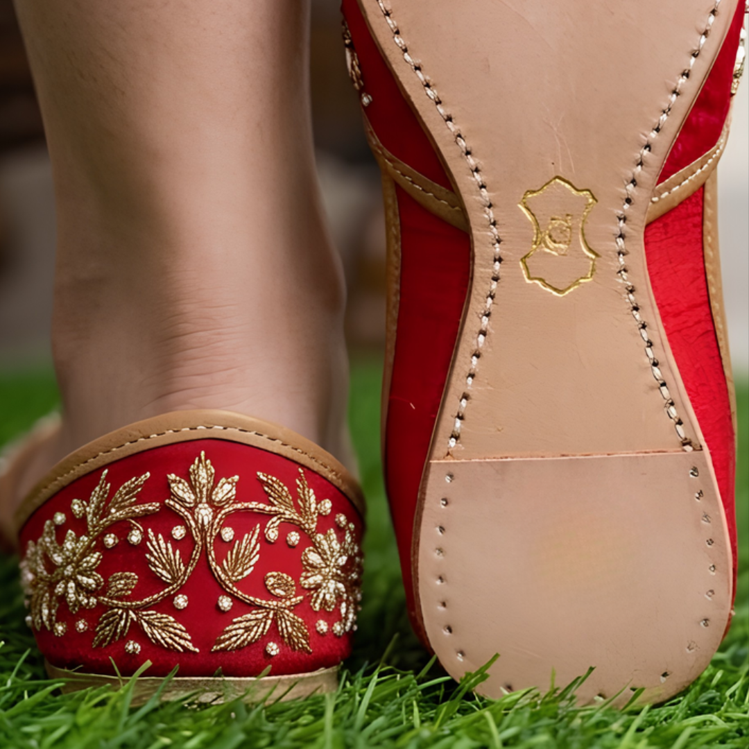 Handcrafted Leather Juttis with Embroidery