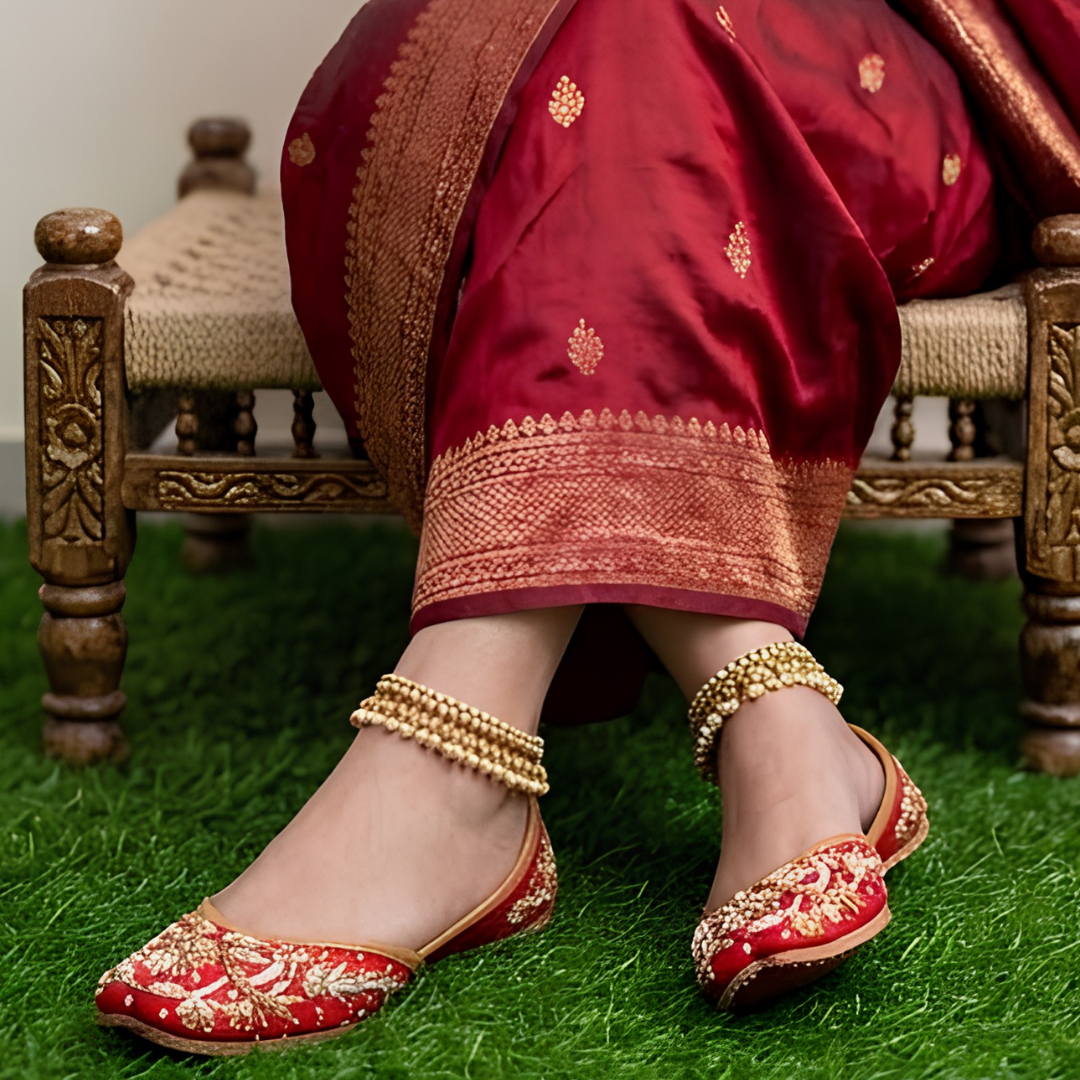 Handcrafted Leather Juttis with Embroidery