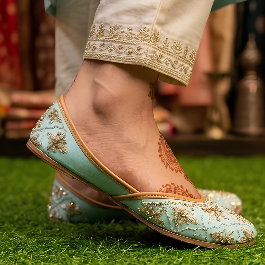 Handcrafted Leather Juttis with Embroidery