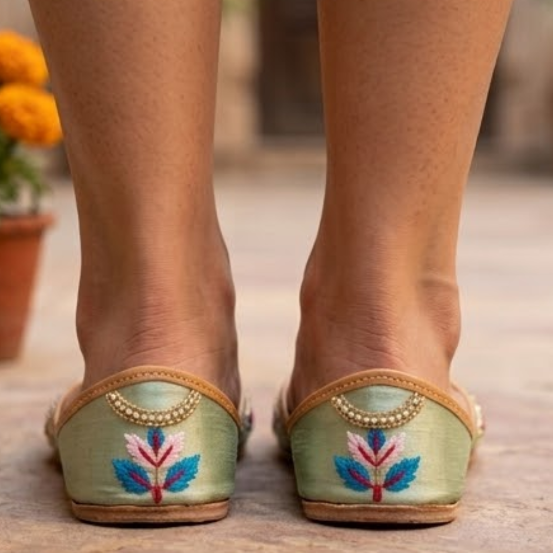 Handcrafted Leather Juttis with Embroidery