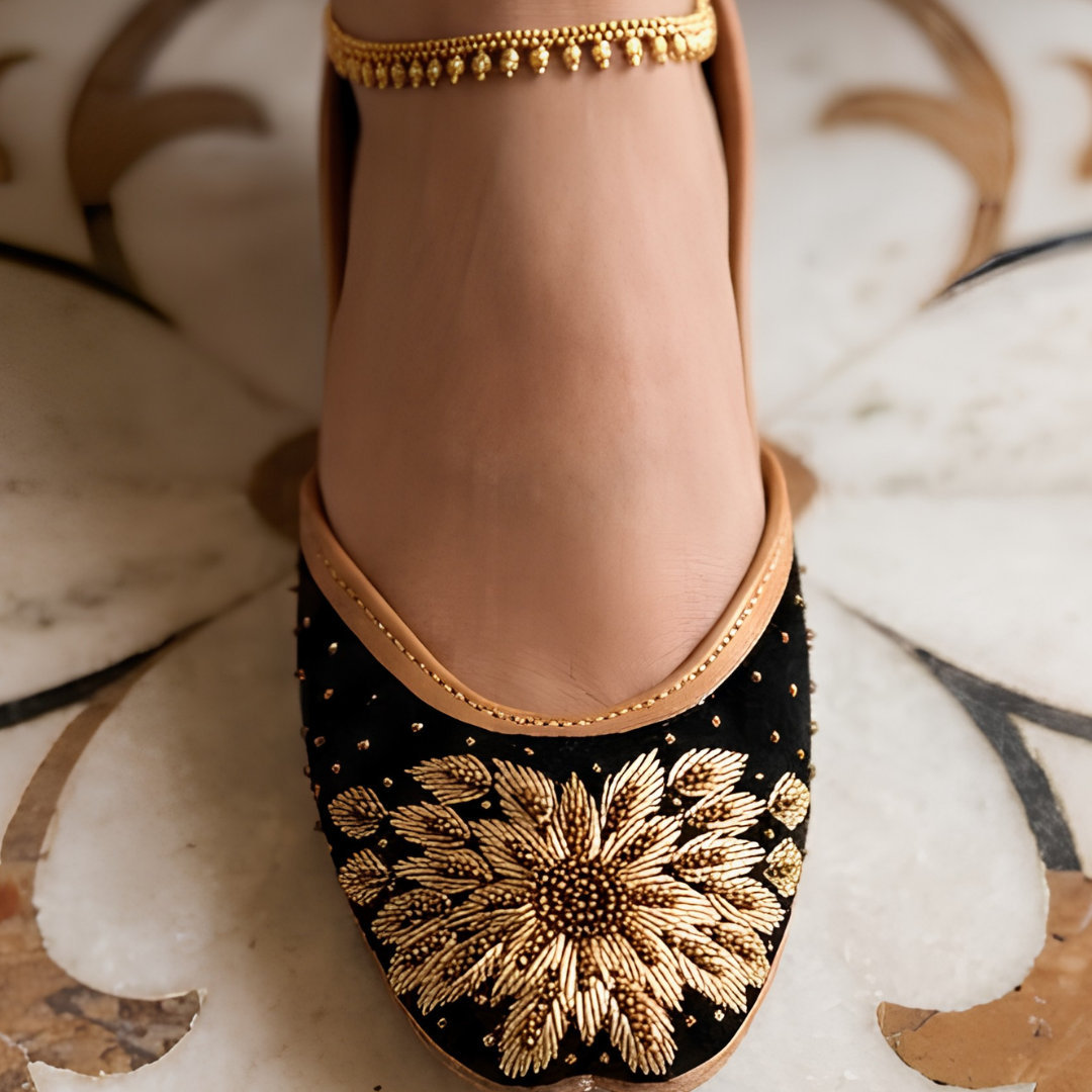 Handcrafted Leather Juttis with Embroidery