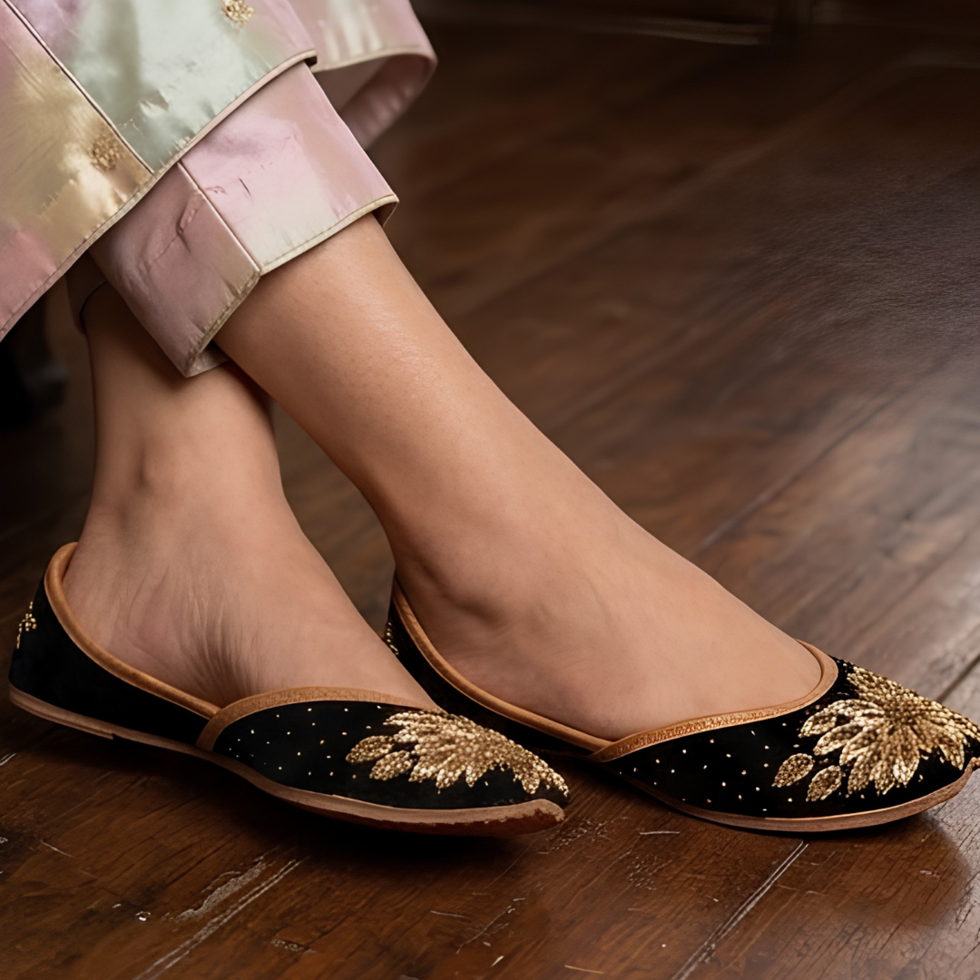 Handcrafted Leather Juttis with Embroidery