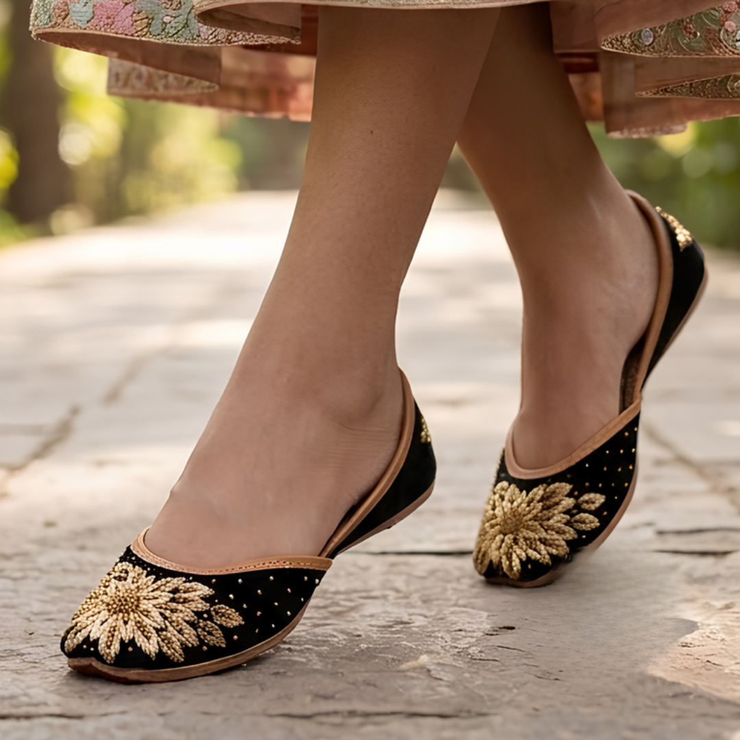 Handcrafted Leather Juttis with Embroidery