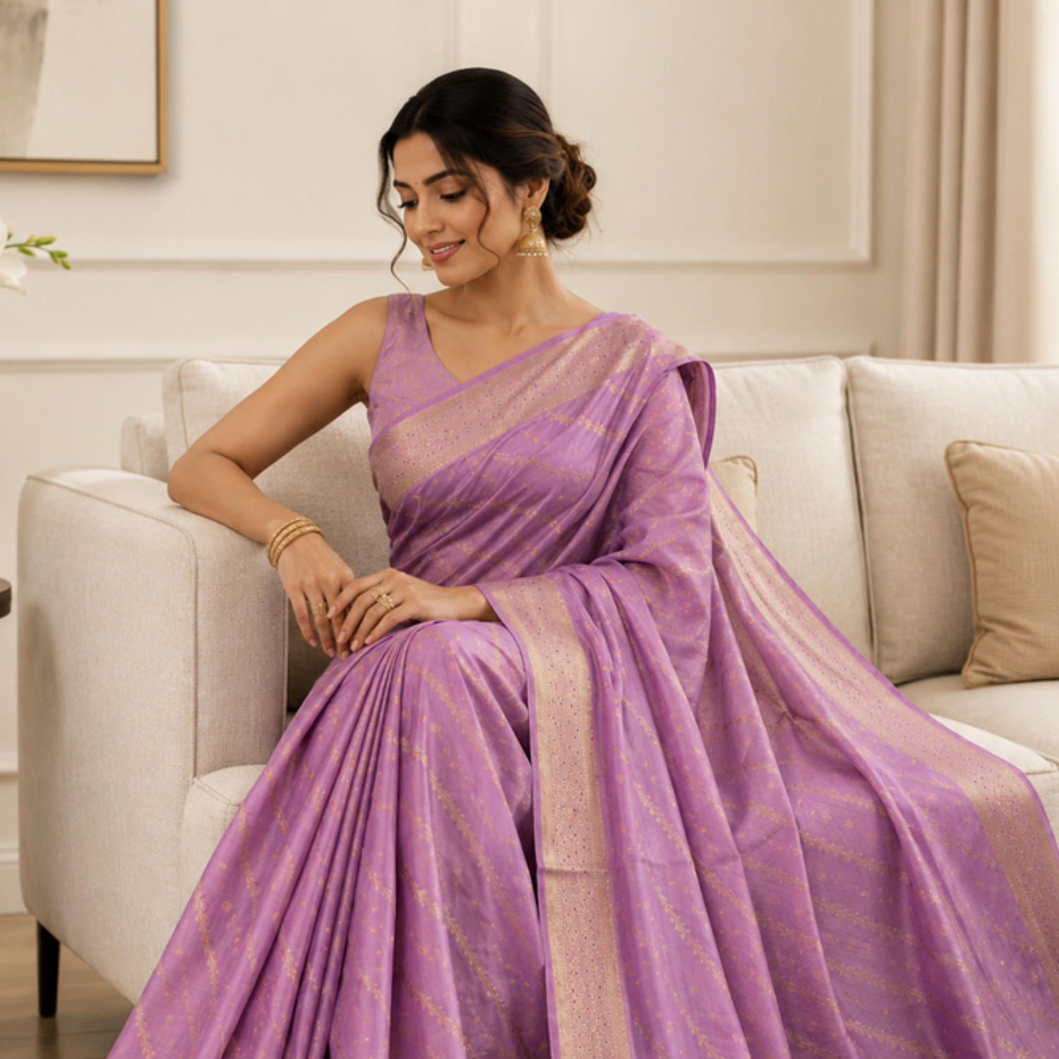Onion Pink Mango Silk Saree