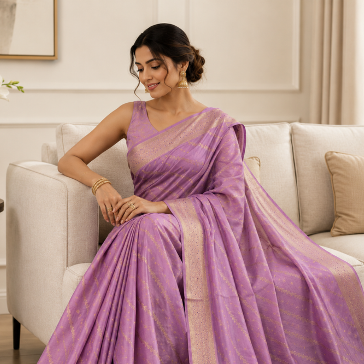 Onion Pink Mango Silk Saree