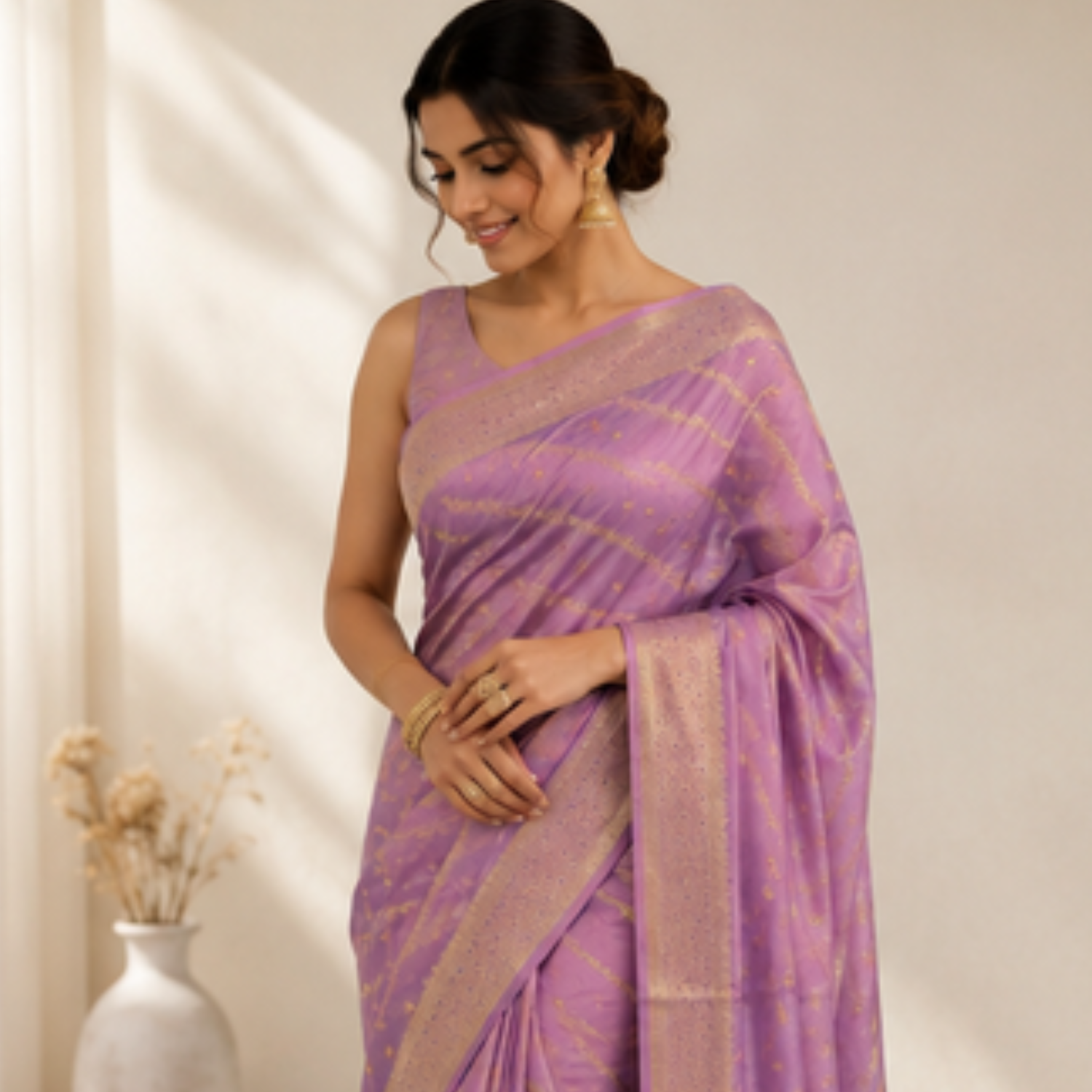 Onion Pink Mango Silk Saree