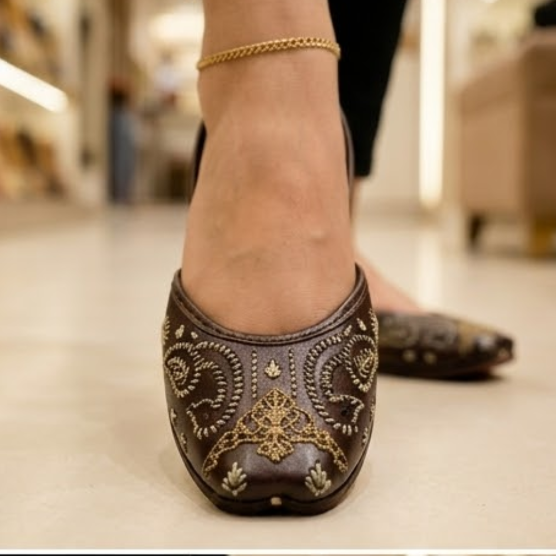 Handcrafted Leather Juttis with Embroidery