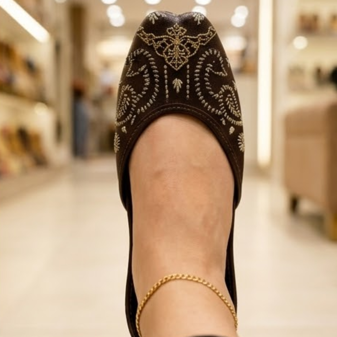 Handcrafted Leather Juttis with Embroidery