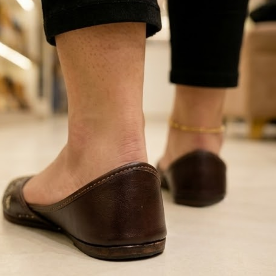 Handcrafted Leather Juttis with Embroidery