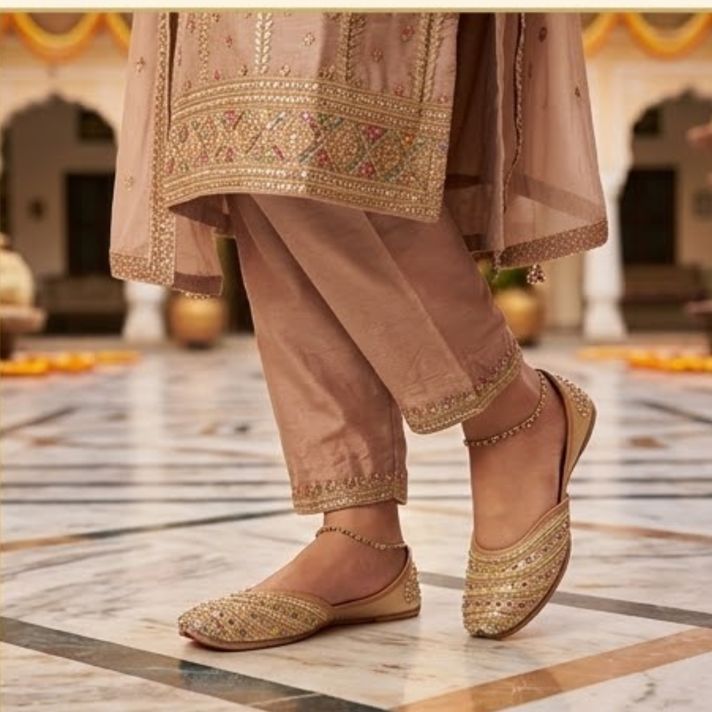 Golden Embroidered Jutti (Indra)