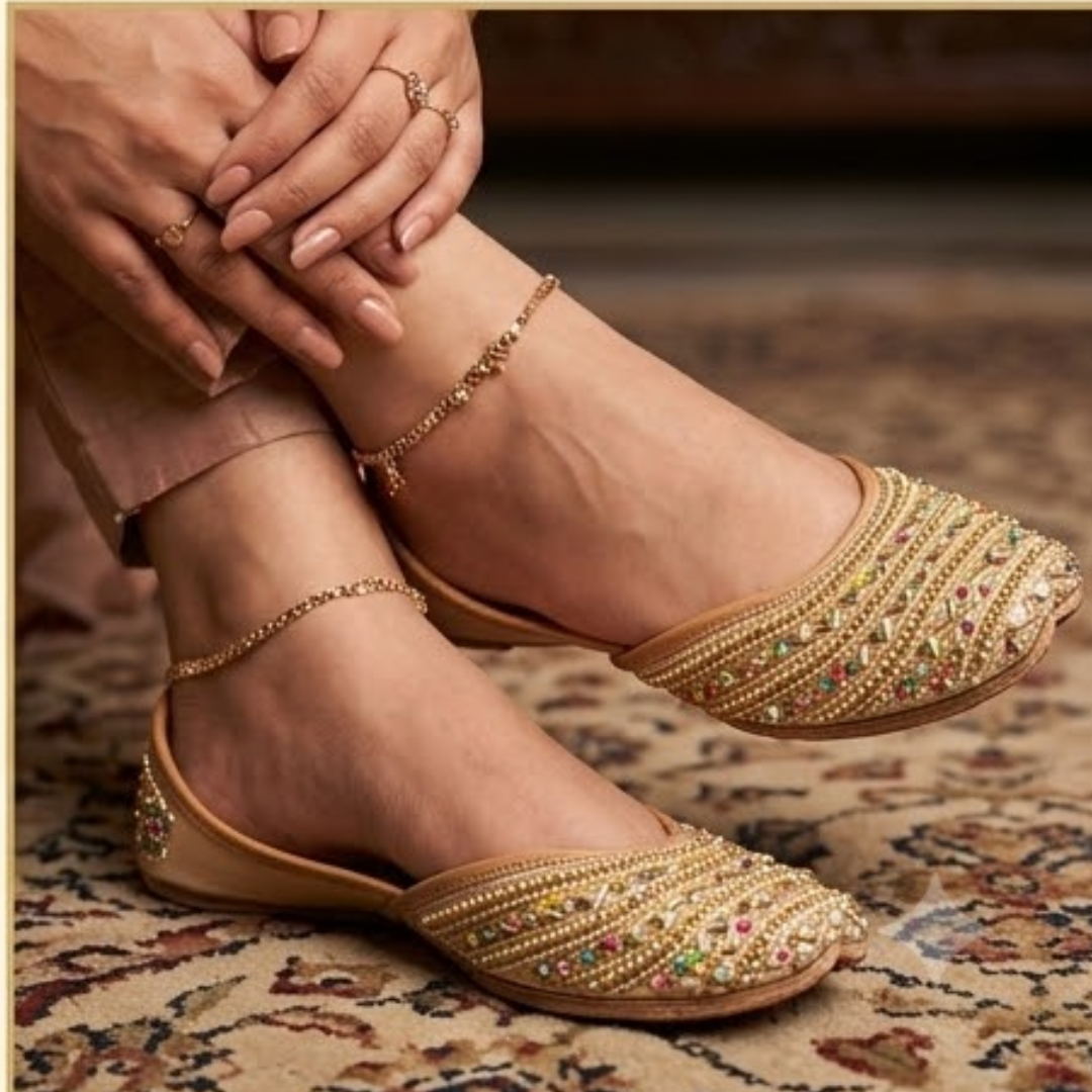 Handcrafted Leather Juttis with Embroidery