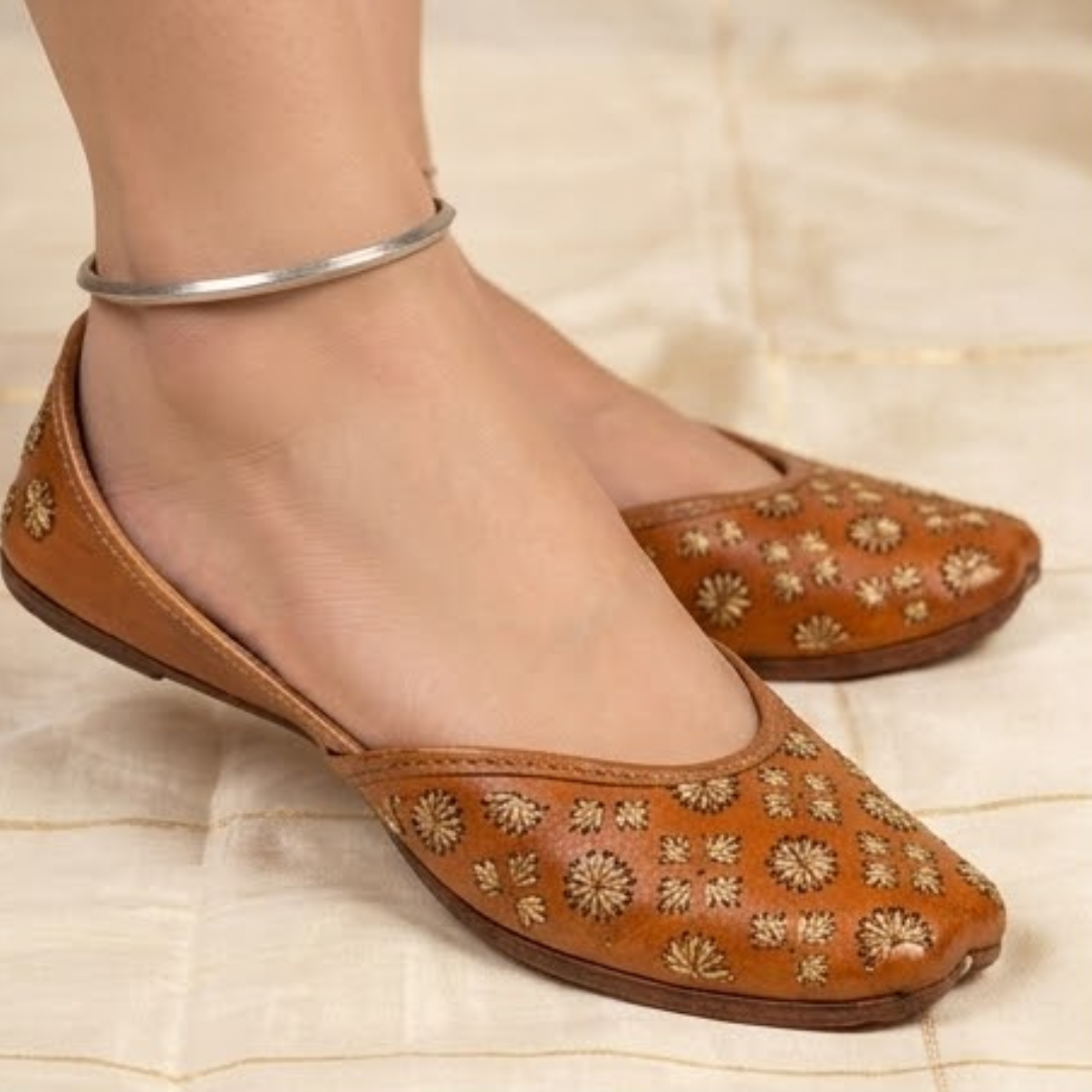 Handcrafted Leather Juttis with Embroidery