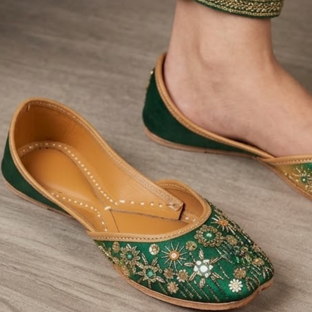 Handcrafted Leather Juttis with Embroidery