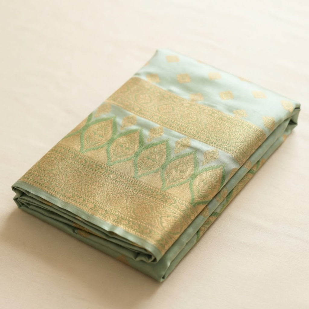Pure Mint Jaal Banarsi Saree