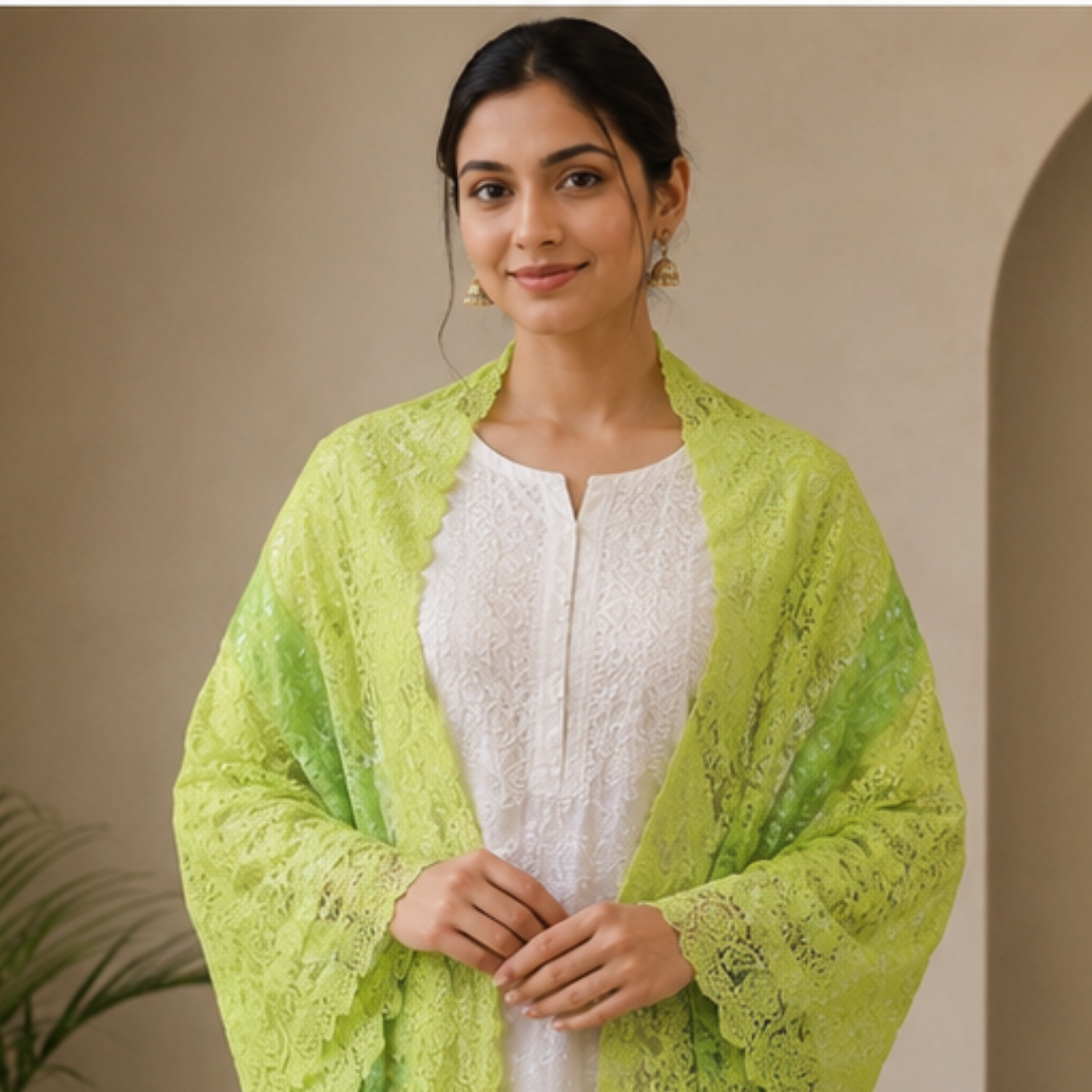 Lime Green Lace Stole
