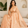 Pure Peach Jaal Banarsi Saree
