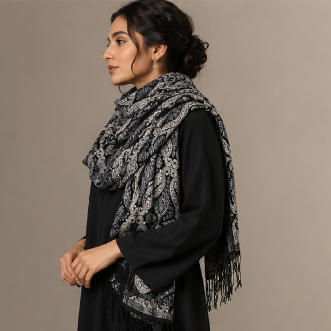 Black Full Jaal Stole
