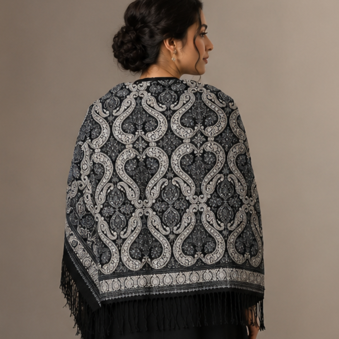 Black Full Jaal Stole