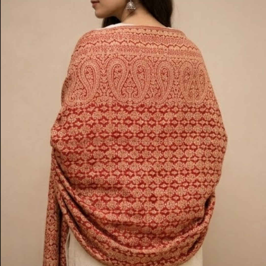 Red Full Jaal Stole