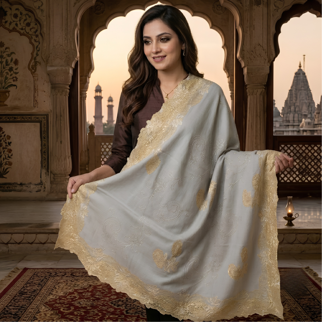 GREY-GOLD LACE STOLE