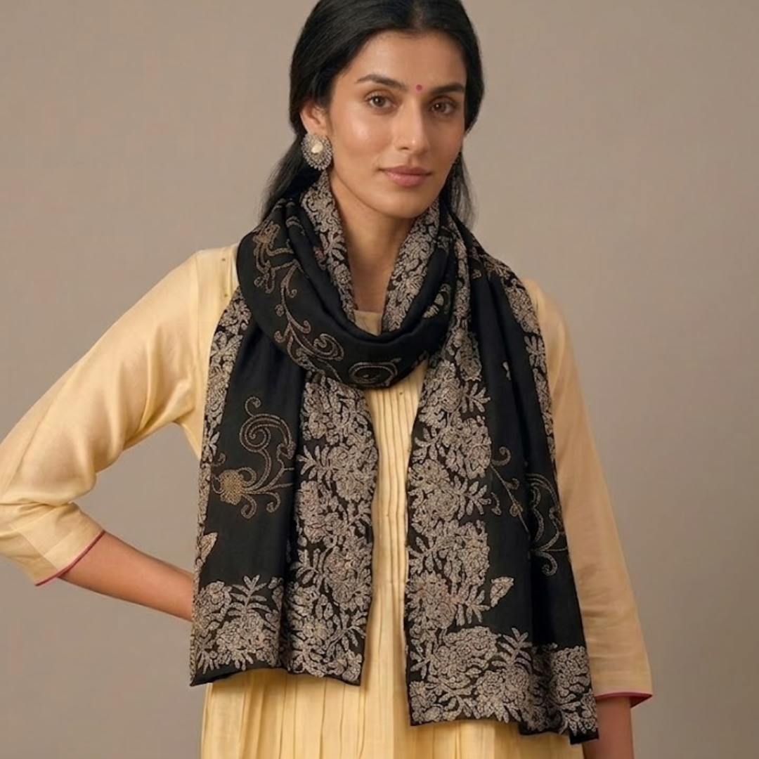 Black Lace/Gold/ Swarovsky Stole