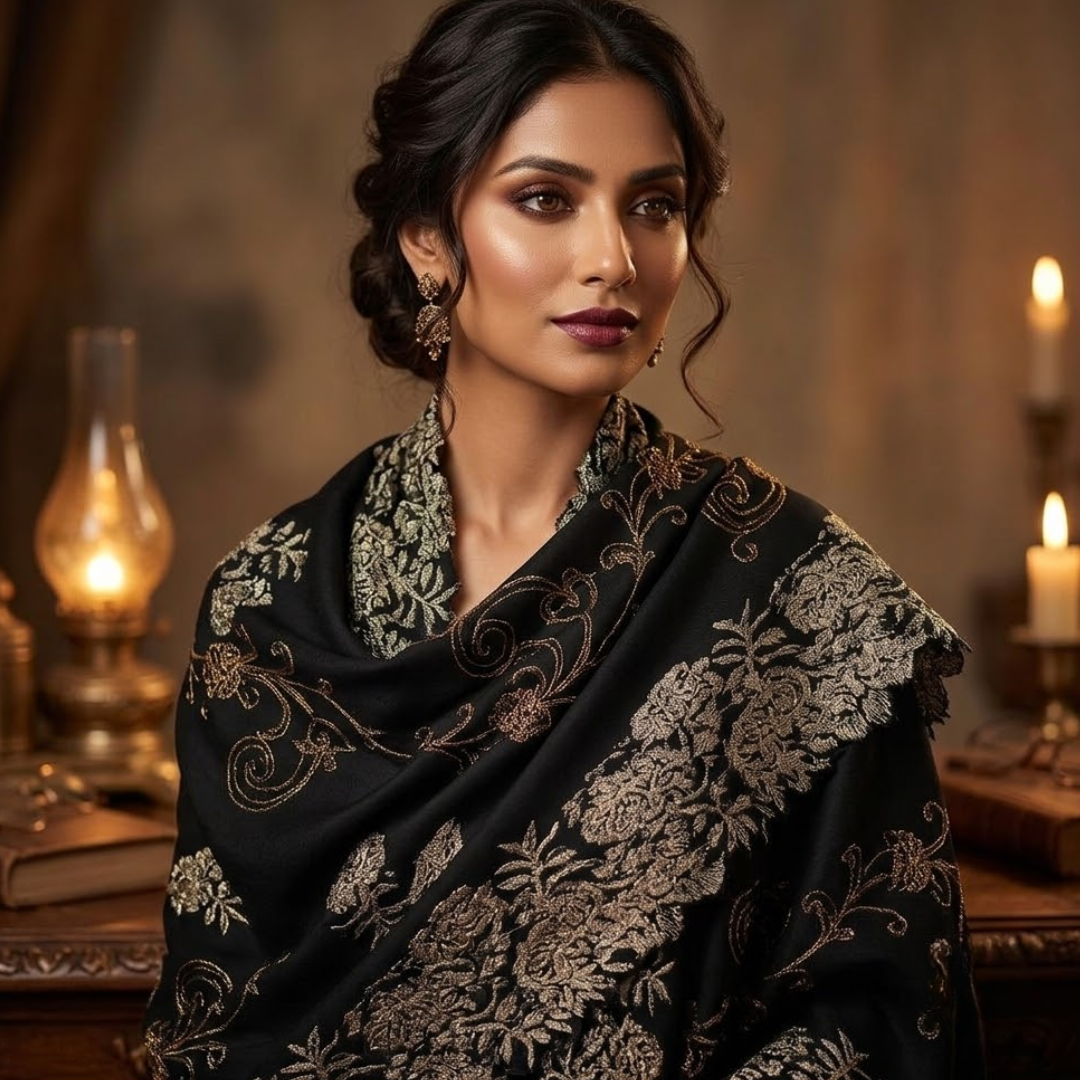 Black Lace/Gold/ Swarovsky Stole