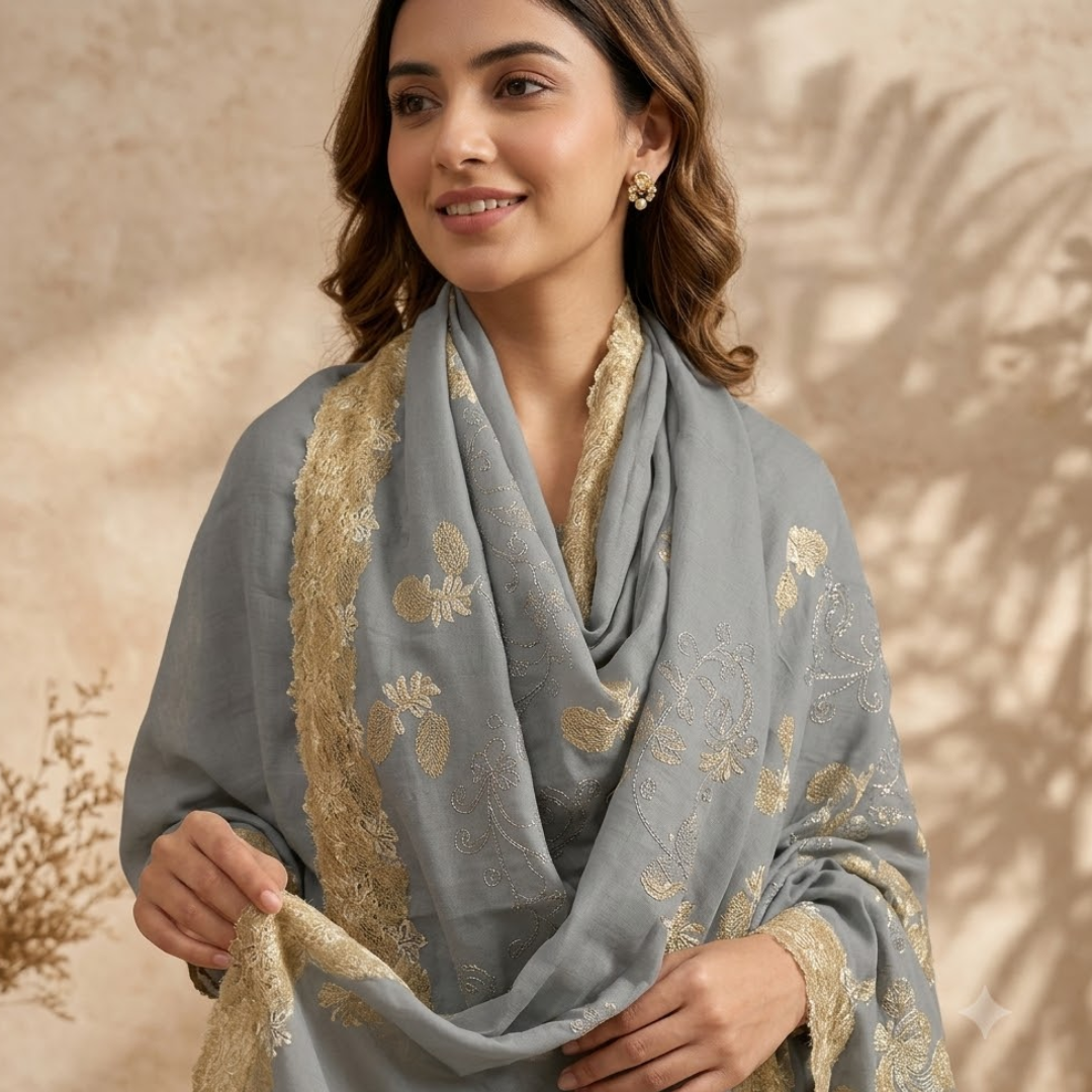 GREY-GOLD LACE STOLE