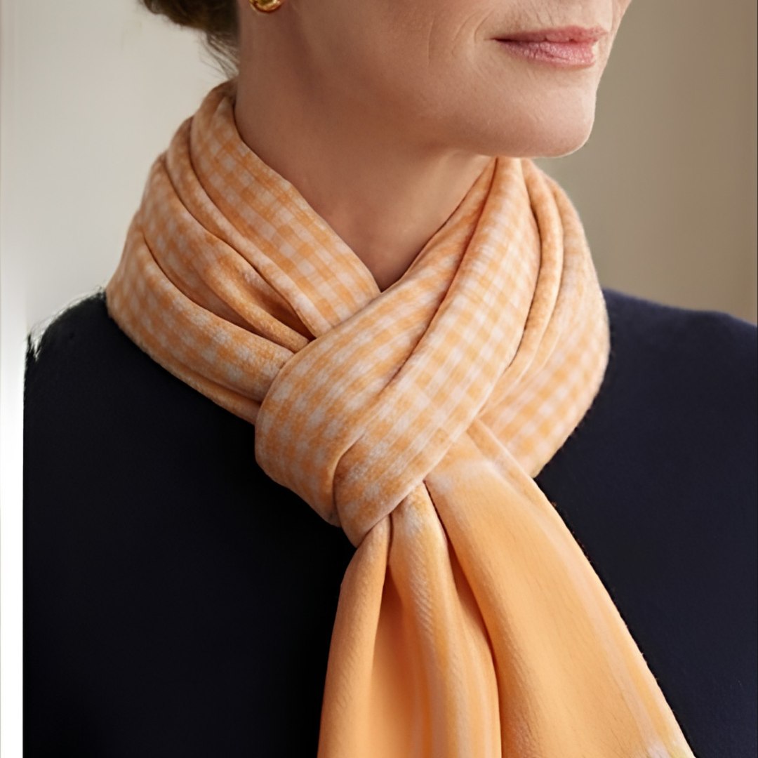 Pure hand woven Kashmiri pashmina orange striped shawl