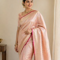 Pure Onion Pink Booti Banarsi Saree