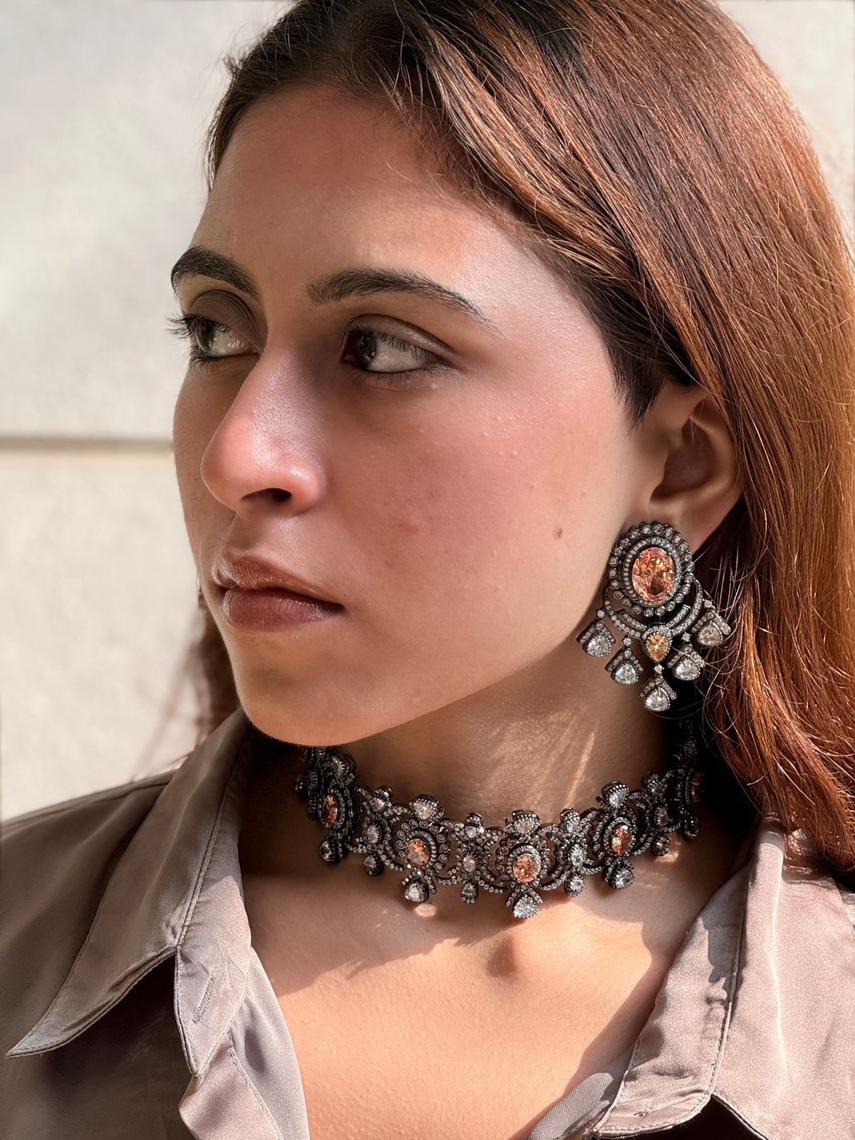 Victorian Quartz Polki Choker Jewellery Set