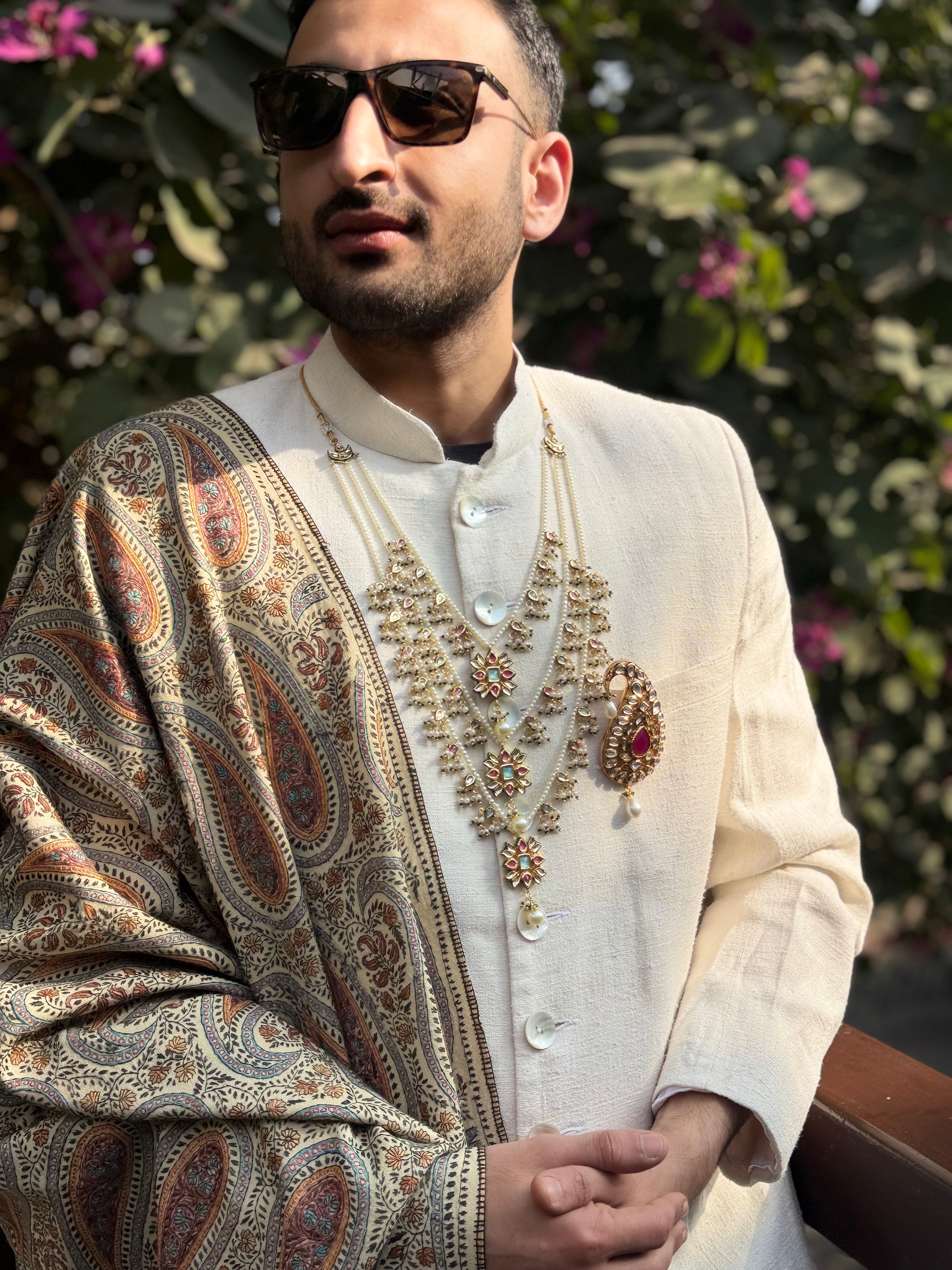 Pink and Mintgreen Kundan Necklace Set