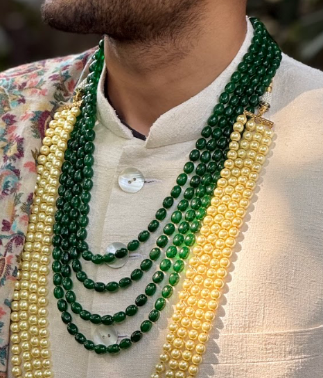 Layered Green Groom Mala
