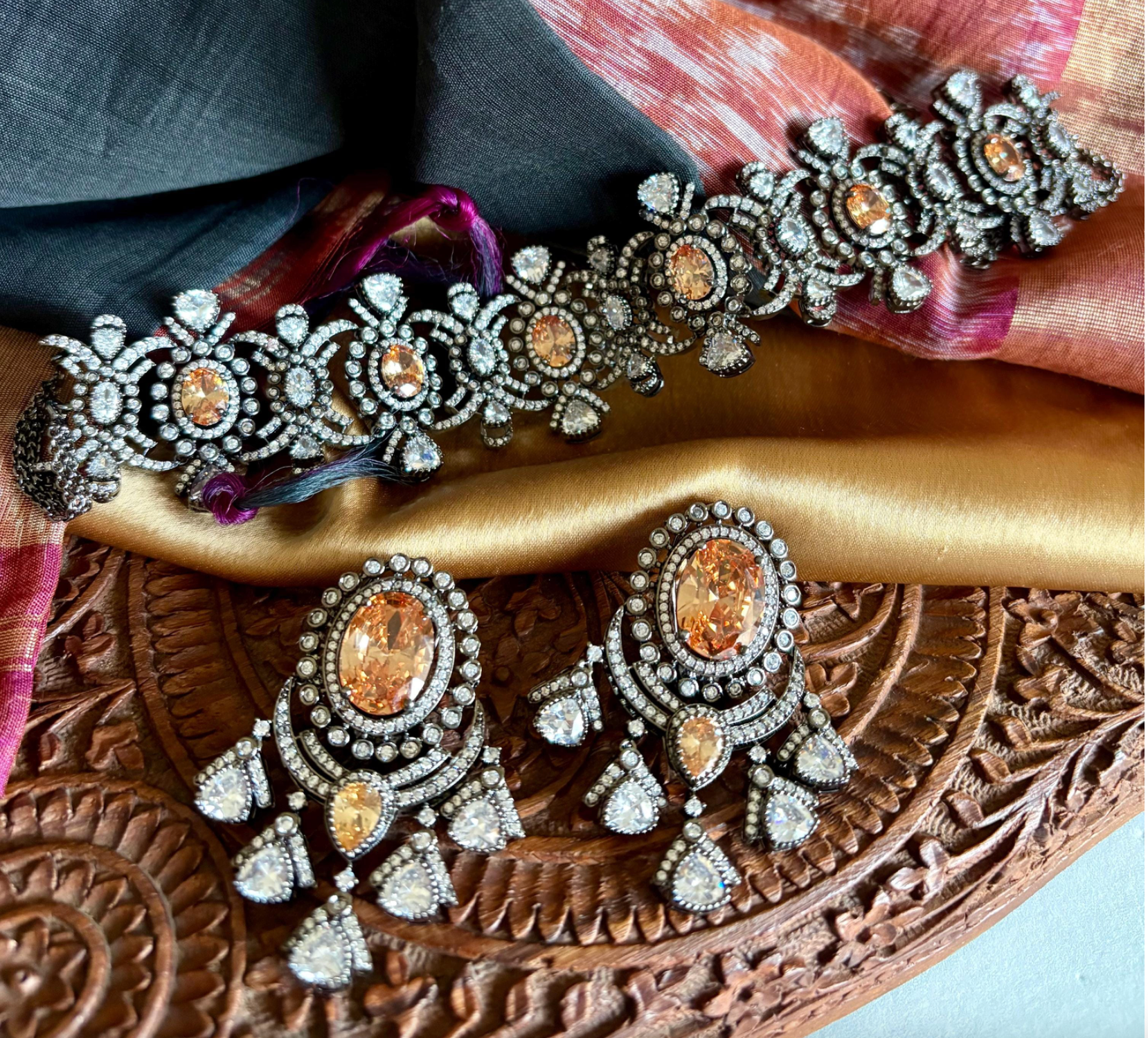 Victorian Quartz Polki Choker Jewellery Set