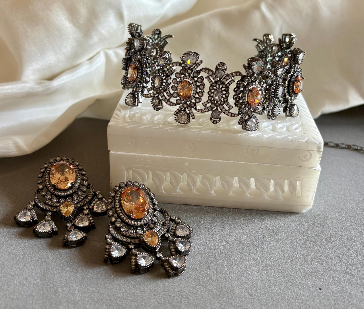 Victorian Quartz Polki Choker Jewellery Set