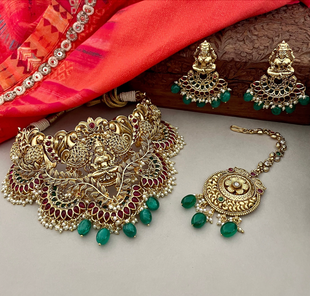 Red and Green Temple Jewelry Set